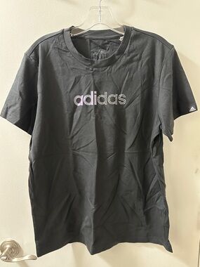 adidas Black Tee with White Logo Patch